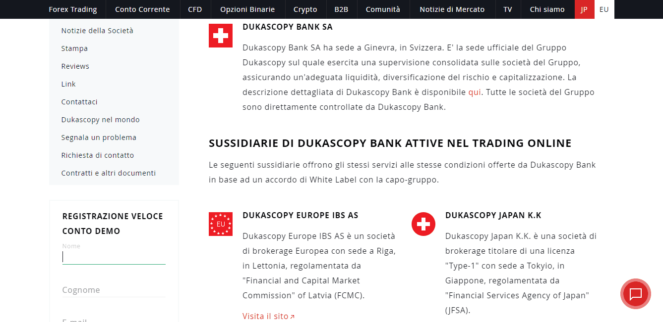 Recensione di Dukascopy - Quadro normativo